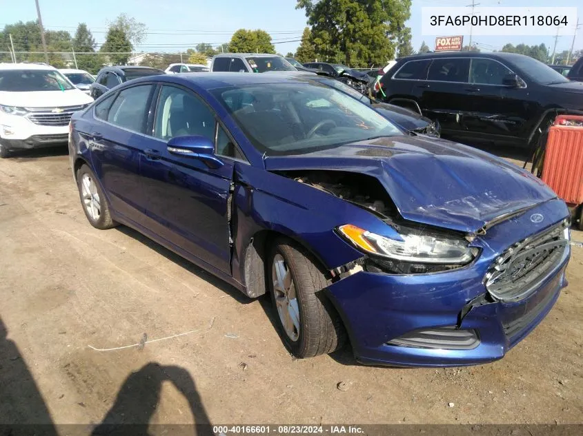 2014 Ford Fusion Se VIN: 3FA6P0HD8ER118064 Lot: 40166601