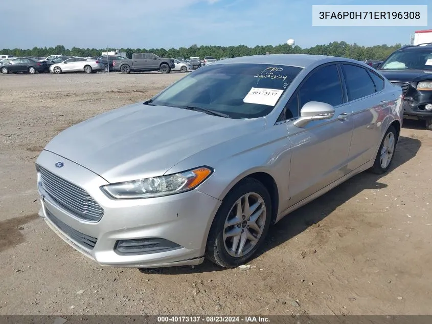 2014 Ford Fusion Se VIN: 3FA6P0H71ER196308 Lot: 40173137