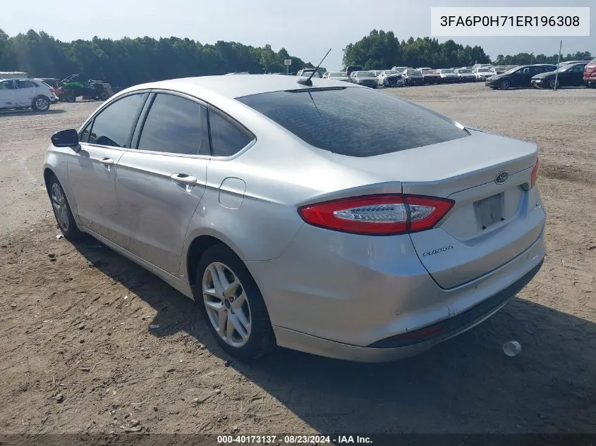 2014 Ford Fusion Se VIN: 3FA6P0H71ER196308 Lot: 40173137