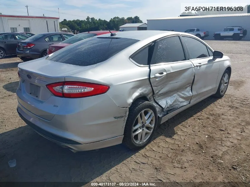 2014 Ford Fusion Se VIN: 3FA6P0H71ER196308 Lot: 40173137