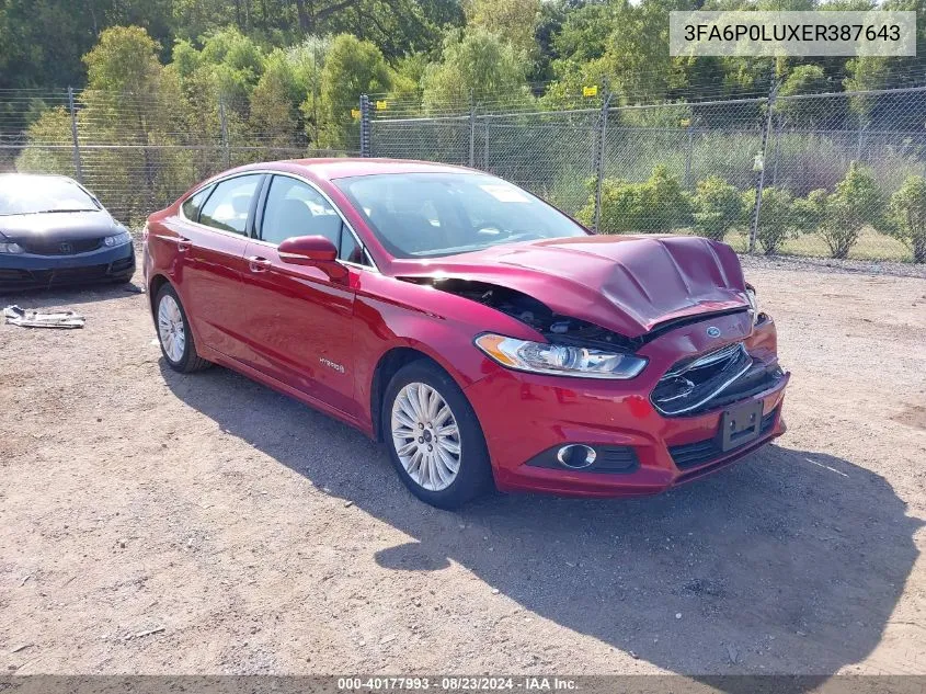 3FA6P0LUXER387643 2014 Ford Fusion Hybrid Se