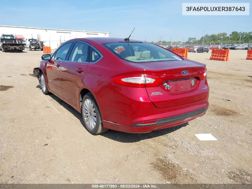 3FA6P0LUXER387643 2014 Ford Fusion Hybrid Se