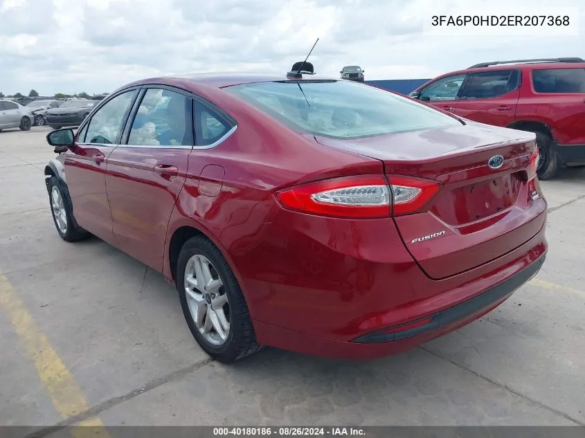 2014 Ford Fusion Se VIN: 3FA6P0HD2ER207368 Lot: 40180186