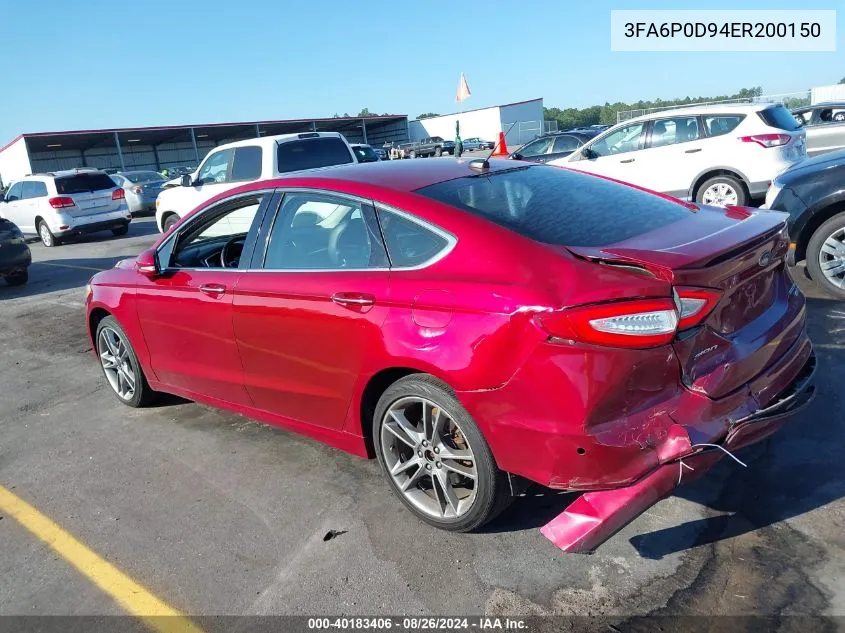 2014 Ford Fusion Titanium VIN: 3FA6P0D94ER200150 Lot: 40183406