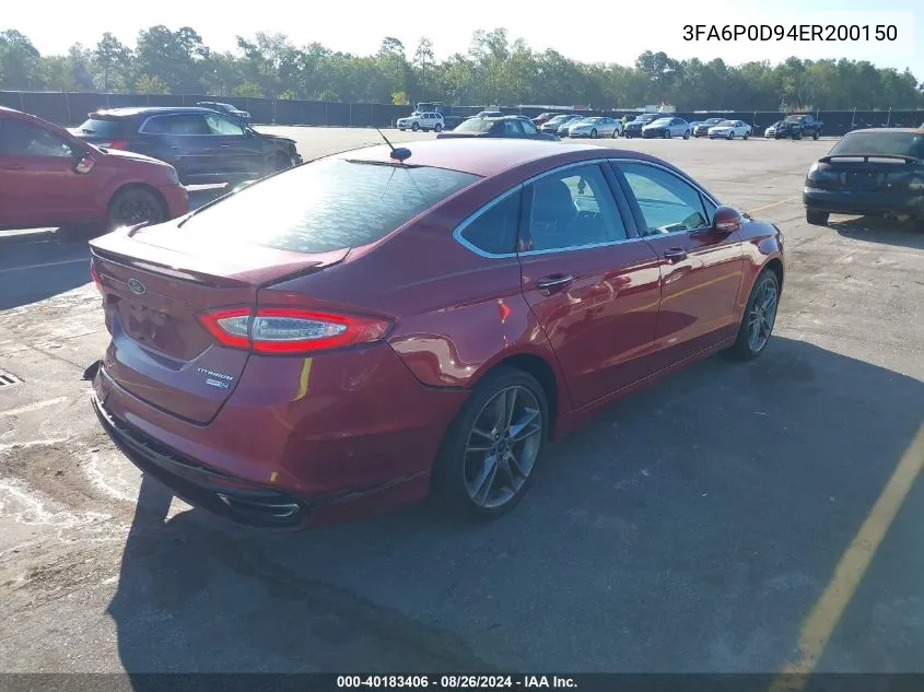 2014 Ford Fusion Titanium VIN: 3FA6P0D94ER200150 Lot: 40183406