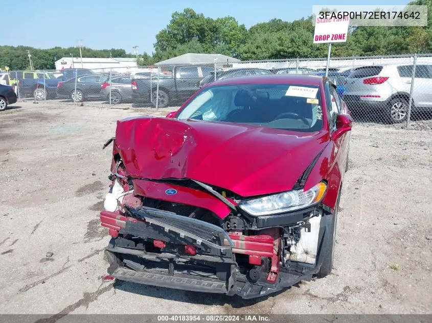 2014 Ford Fusion Se VIN: 3FA6P0H72ER174642 Lot: 40183954