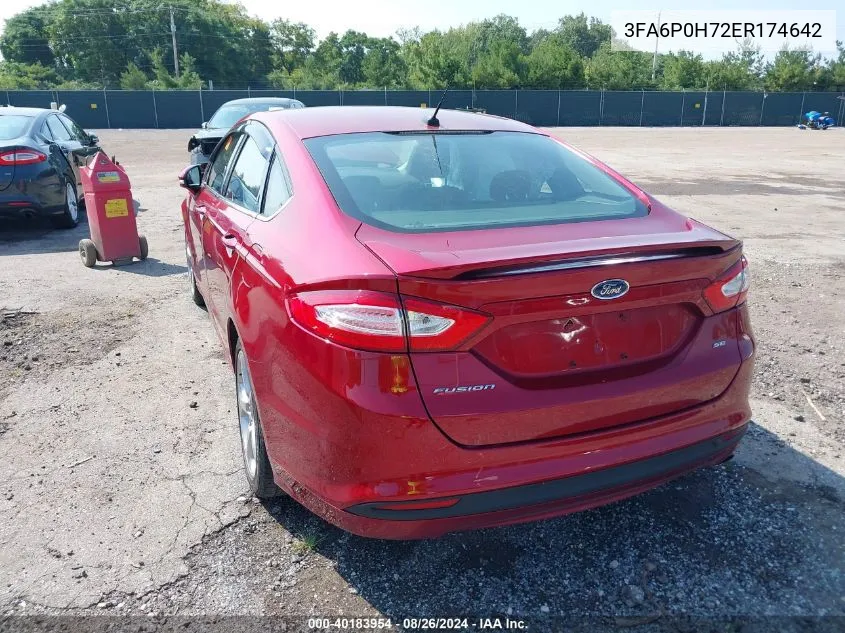 2014 Ford Fusion Se VIN: 3FA6P0H72ER174642 Lot: 40183954