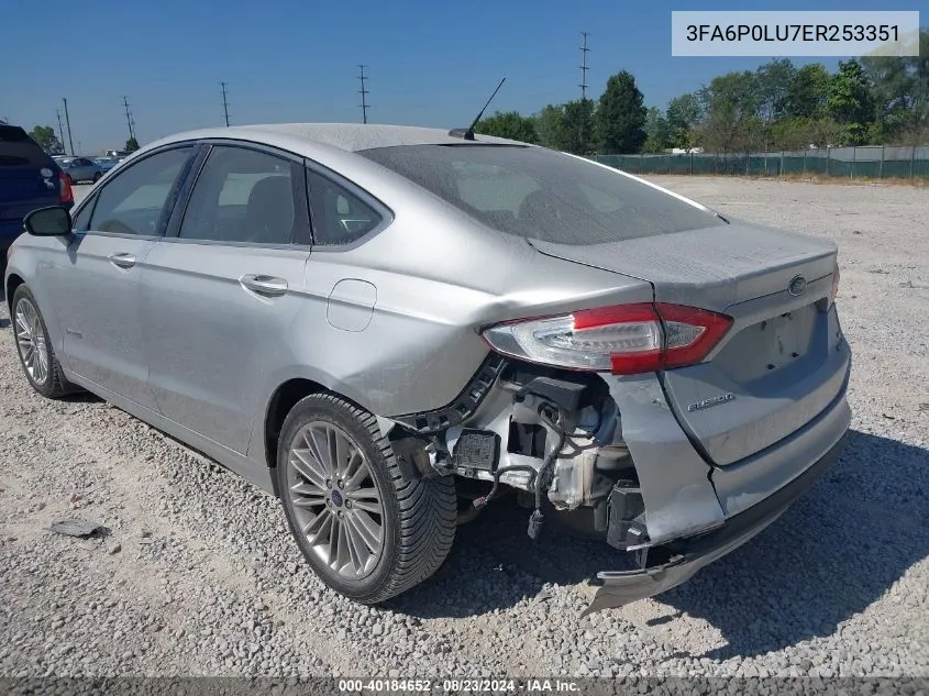 3FA6P0LU7ER253351 2014 Ford Fusion Hybrid Se