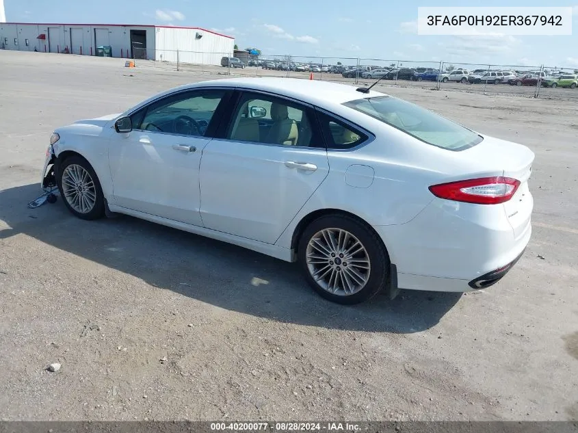 3FA6P0H92ER367942 2014 Ford Fusion Se