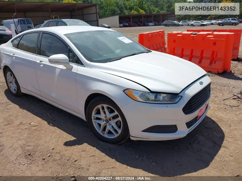 3FA6P0HD6ER143352 2014 Ford Fusion Se