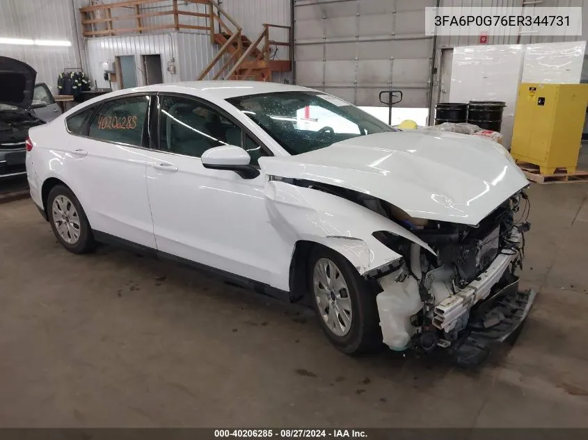 2014 Ford Fusion S VIN: 3FA6P0G76ER344731 Lot: 40206285