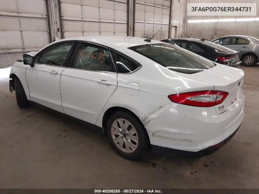 2014 Ford Fusion S VIN: 3FA6P0G76ER344731 Lot: 40206285