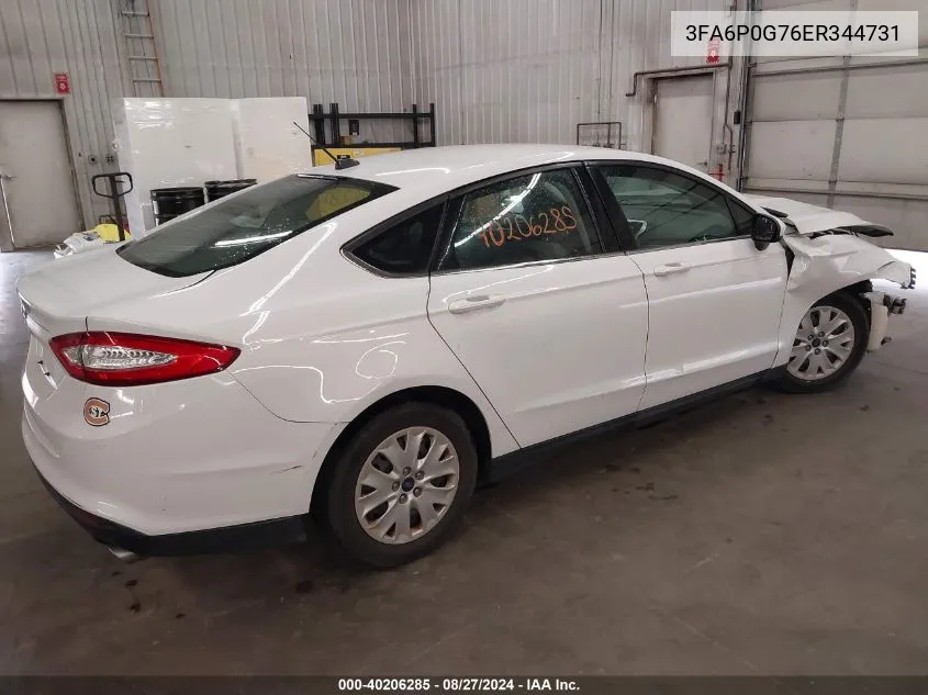 2014 Ford Fusion S VIN: 3FA6P0G76ER344731 Lot: 40206285