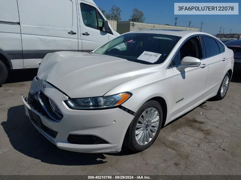 3FA6P0LU7ER122078 2014 Ford Fusion Hybrid Se