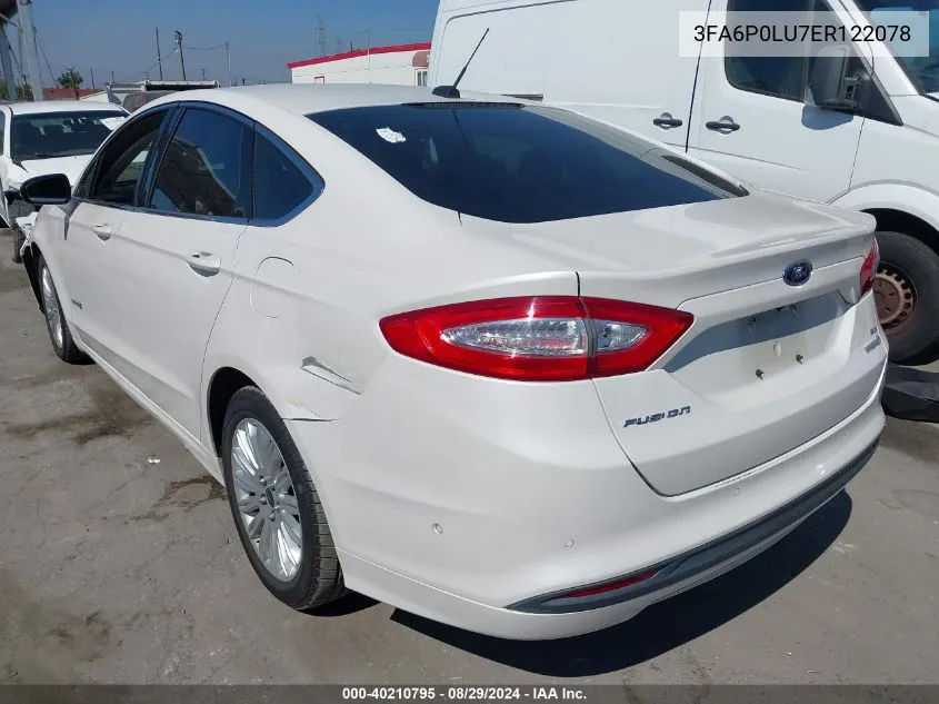 3FA6P0LU7ER122078 2014 Ford Fusion Hybrid Se