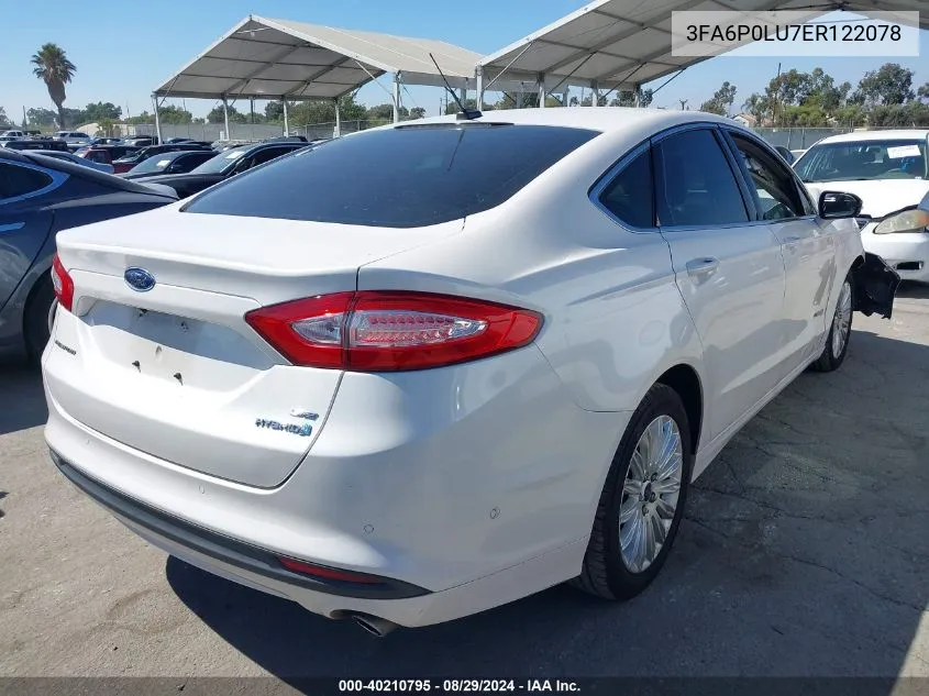 2014 Ford Fusion Hybrid Se VIN: 3FA6P0LU7ER122078 Lot: 40210795