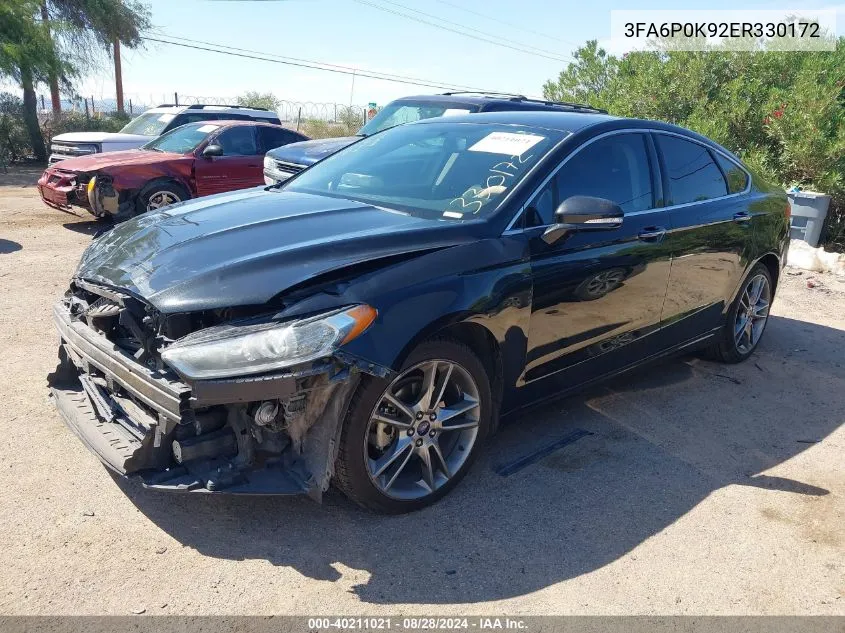 2014 Ford Fusion Titanium VIN: 3FA6P0K92ER330172 Lot: 40211021