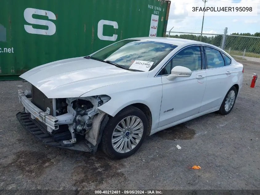 3FA6P0LU4ER195098 2014 Ford Fusion Se Hybrid