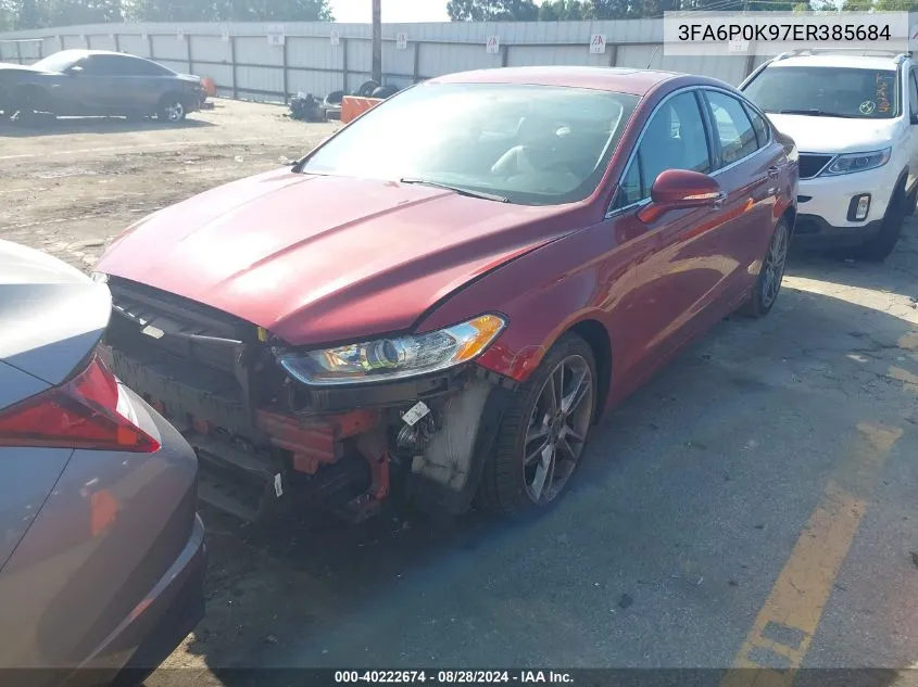 2014 Ford Fusion Titanium VIN: 3FA6P0K97ER385684 Lot: 40222674