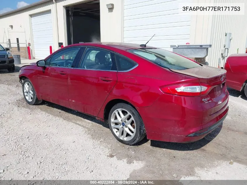 2014 Ford Fusion Se VIN: 3FA6P0H77ER171753 Lot: 40222854