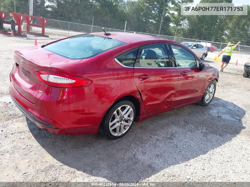 2014 Ford Fusion Se VIN: 3FA6P0H77ER171753 Lot: 40222854