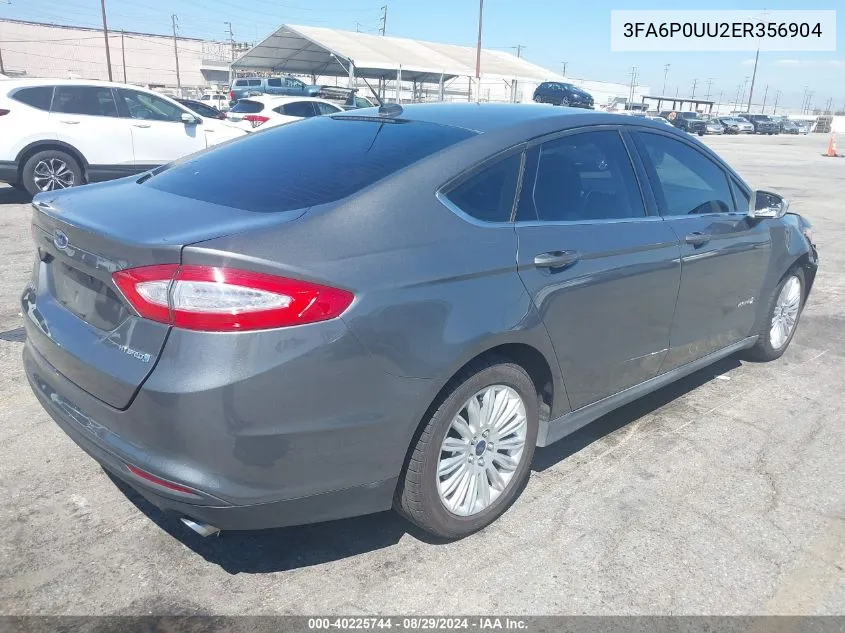 2014 Ford Fusion Hybrid S VIN: 3FA6P0UU2ER356904 Lot: 40225744