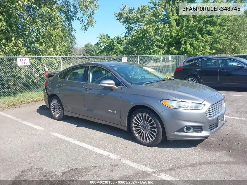 2014 Ford Fusion Hybrid Titanium VIN: 3FA6P0RU0ER348745 Lot: 40238155