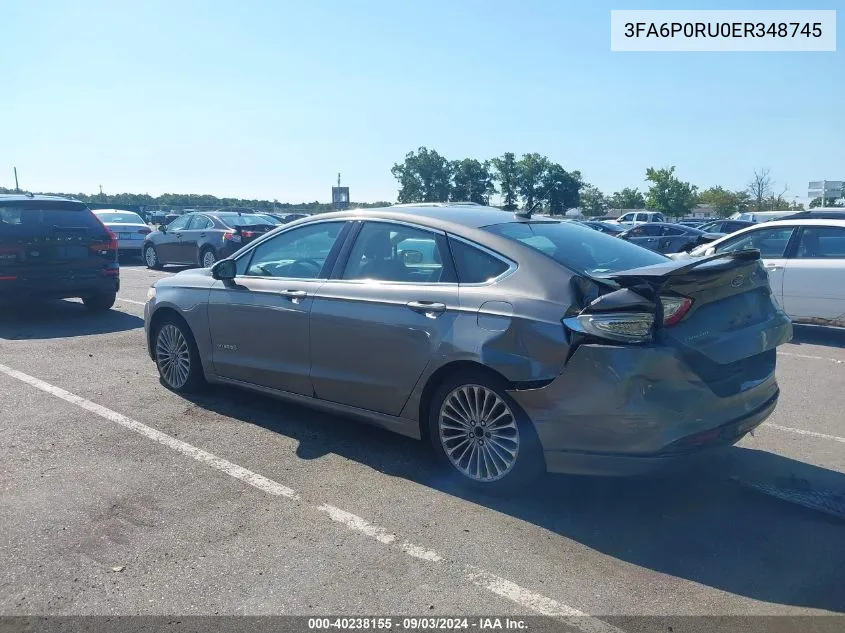 3FA6P0RU0ER348745 2014 Ford Fusion Hybrid Titanium