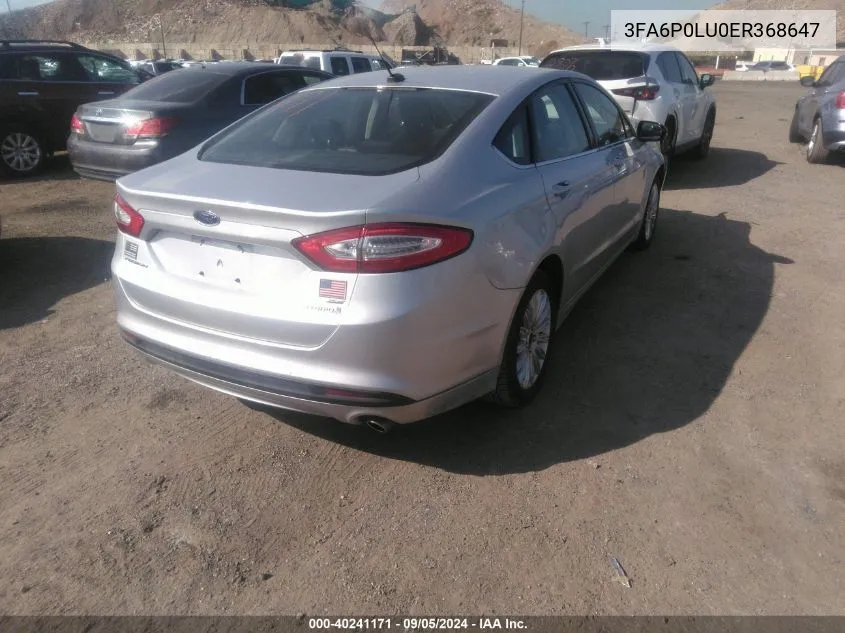 3FA6P0LU0ER368647 2014 Ford Fusion Se Hybrid