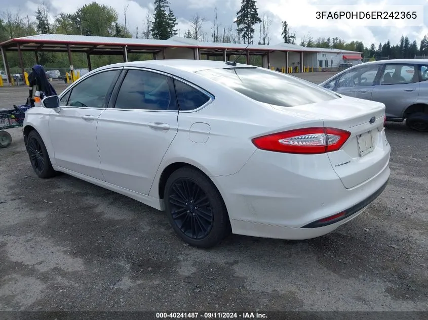 3FA6P0HD6ER242365 2014 Ford Fusion Se