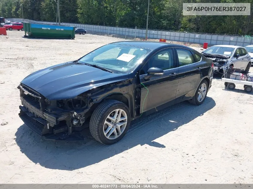 2014 Ford Fusion Se VIN: 3FA6P0H76ER387027 Lot: 40241773