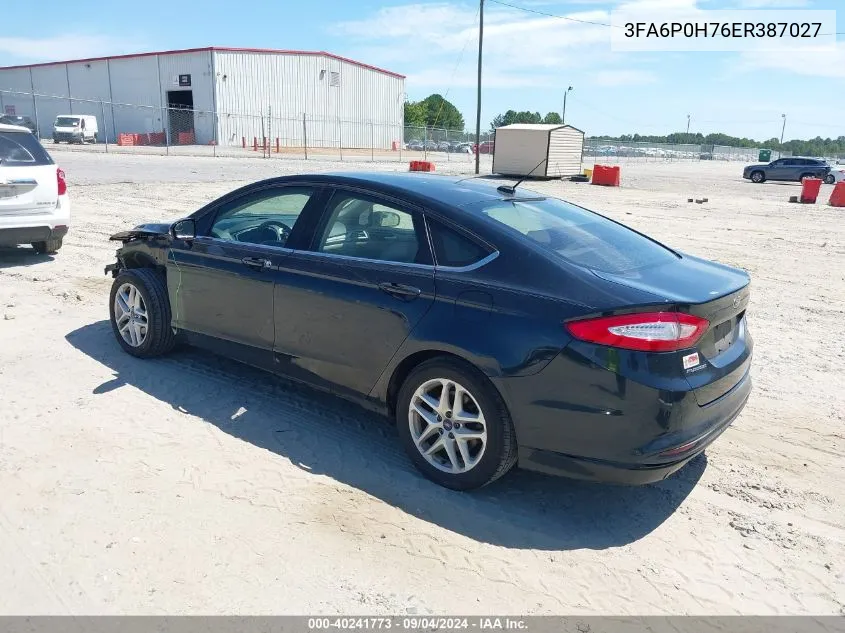 2014 Ford Fusion Se VIN: 3FA6P0H76ER387027 Lot: 40241773