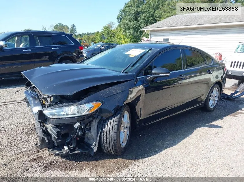 2014 Ford Fusion Se VIN: 3FA6P0HDXER253868 Lot: 40241948