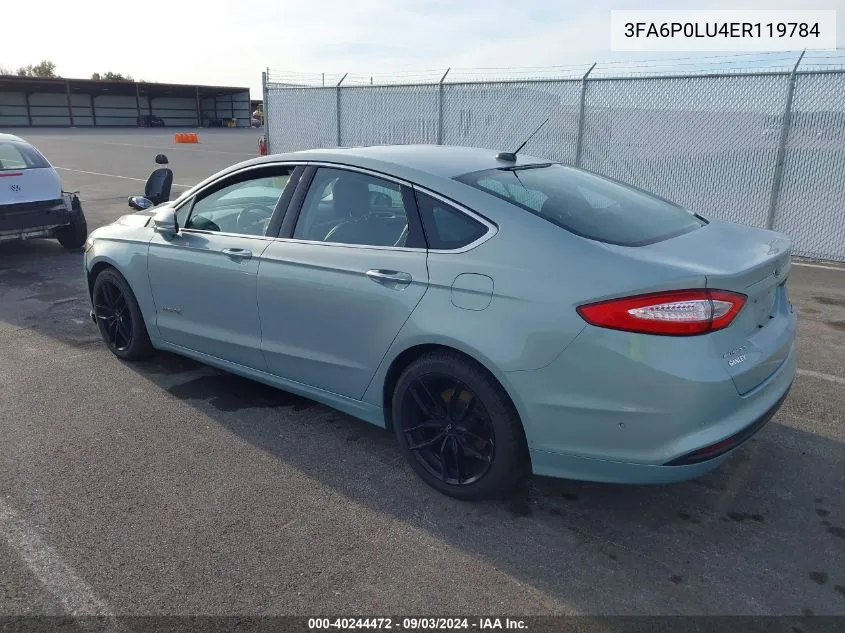 3FA6P0LU4ER119784 2014 Ford Fusion Hybrid Se