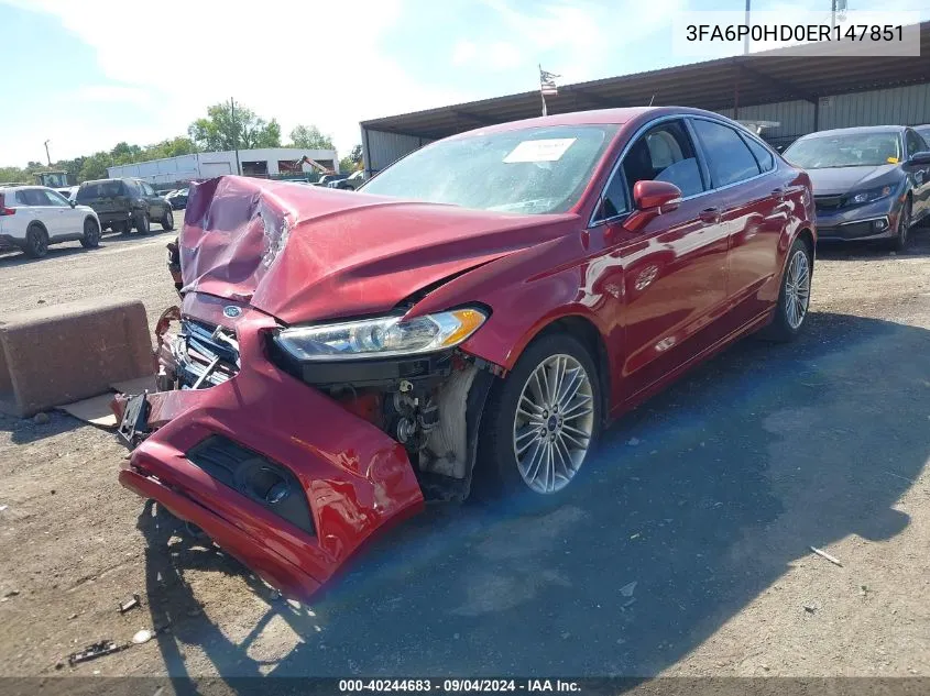 3FA6P0HD0ER147851 2014 Ford Fusion Se