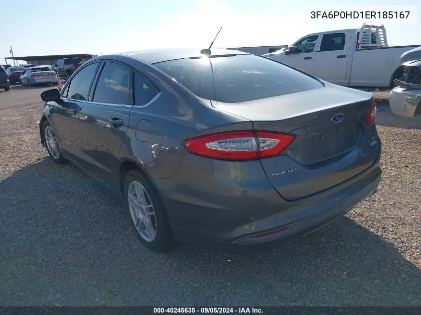 2014 Ford Fusion Se VIN: 3FA6P0HD1ER185167 Lot: 40245635