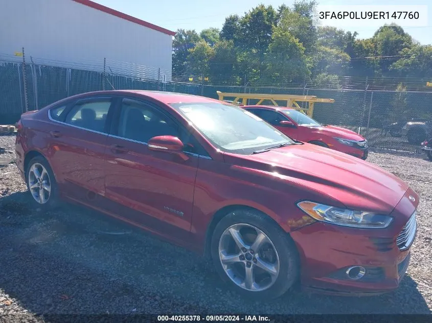 2014 Ford Fusion Se Hybrid VIN: 3FA6P0LU9ER147760 Lot: 40255378