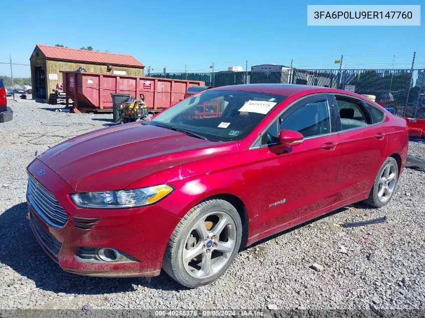 3FA6P0LU9ER147760 2014 Ford Fusion Se Hybrid