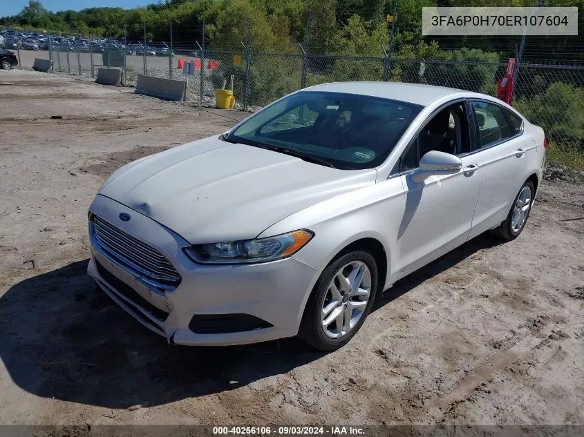 2014 Ford Fusion Se VIN: 3FA6P0H70ER107604 Lot: 40256106