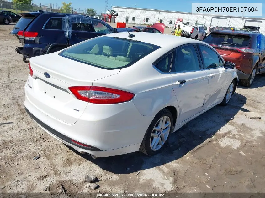 2014 Ford Fusion Se VIN: 3FA6P0H70ER107604 Lot: 40256106