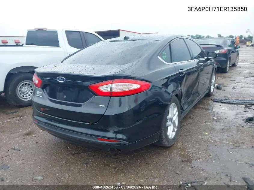 2014 Ford Fusion Se VIN: 3FA6P0H71ER135850 Lot: 40262456