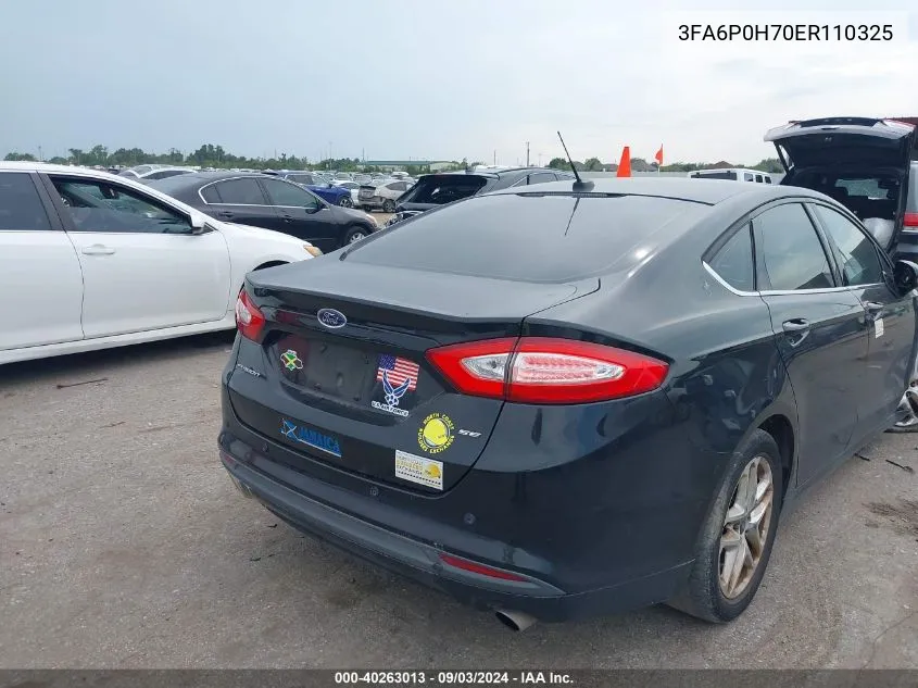 2014 Ford Fusion Se VIN: 3FA6P0H70ER110325 Lot: 40263013