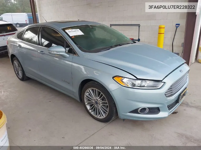 3FA6P0LU7ER228322 2014 Ford Fusion Hybrid Se Hybrid