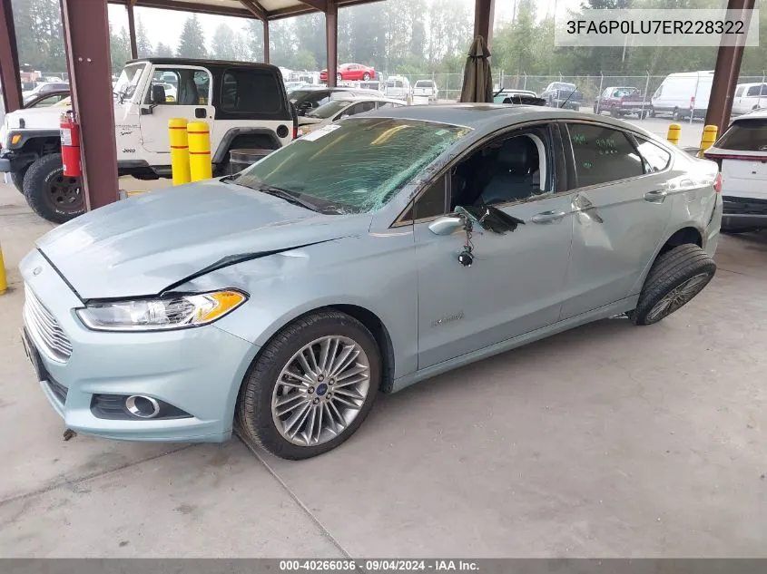 2014 Ford Fusion Hybrid Se Hybrid VIN: 3FA6P0LU7ER228322 Lot: 40266036