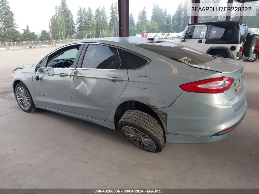 3FA6P0LU7ER228322 2014 Ford Fusion Hybrid Se Hybrid