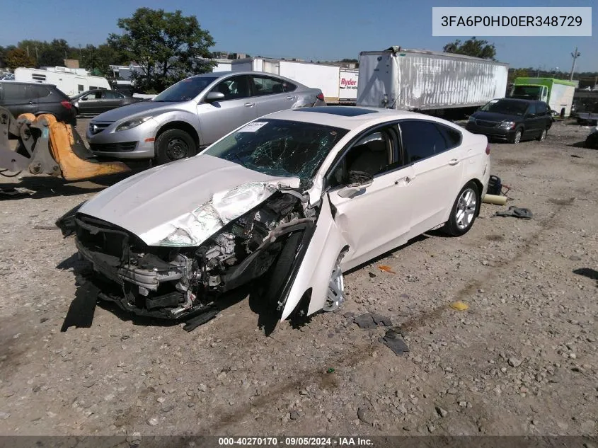 2014 Ford Fusion Se VIN: 3FA6P0HD0ER348729 Lot: 40270170