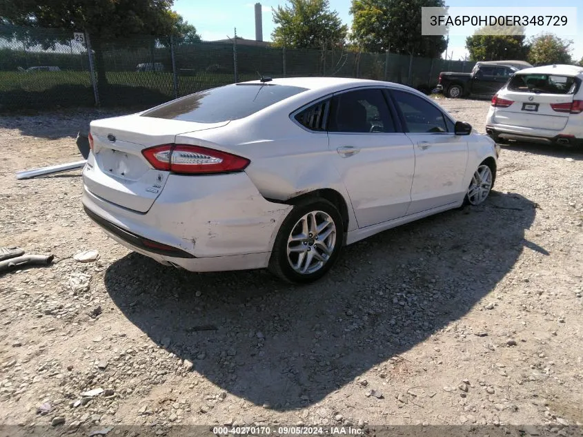 2014 Ford Fusion Se VIN: 3FA6P0HD0ER348729 Lot: 40270170