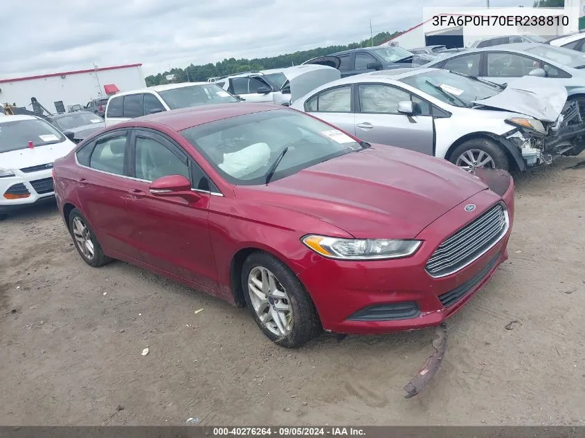 2014 Ford Fusion Se VIN: 3FA6P0H70ER238810 Lot: 40276264