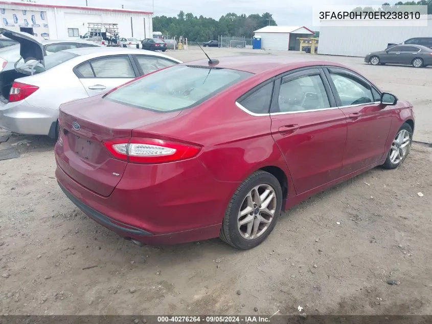 2014 Ford Fusion Se VIN: 3FA6P0H70ER238810 Lot: 40276264