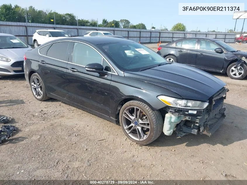 2014 Ford Fusion Titanium VIN: 3FA6P0K90ER211374 Lot: 40278729